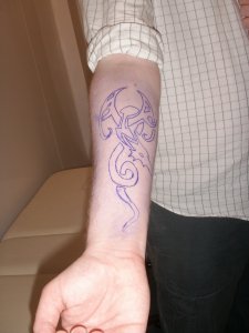 Purple dragon pattern on my arm.