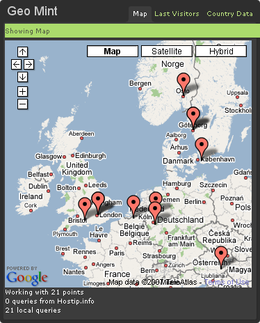 Map of hits within Europe.