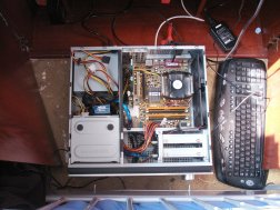Shot of the computer on, in natural light with no camera flash.