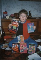 Me doing an impression of a library shelf.